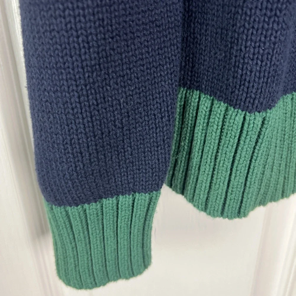 Polo Ralph Lauren Quarter Zip Sweater Boys XL Navy Yellow‎ Green Striped A33